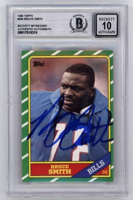 Bruce Smith 1986 Topps #389 Rookie RC Signed Beckett Witness BGS 10 Auto Bills