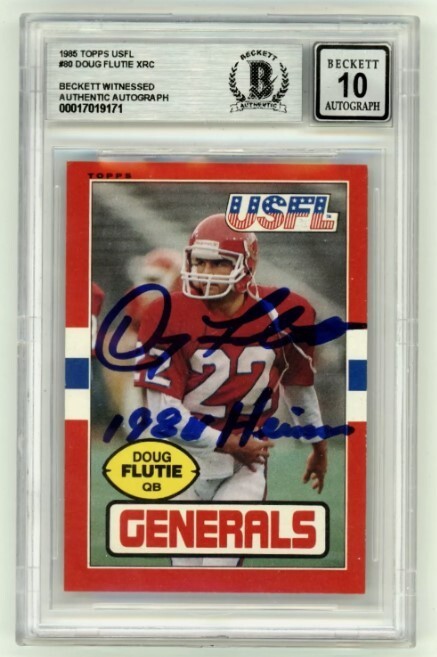 Doug Flutie 1985 Topps USFL #80 Signed RC w/ 84 Heisman Beckett BAS BGS 10 Auto