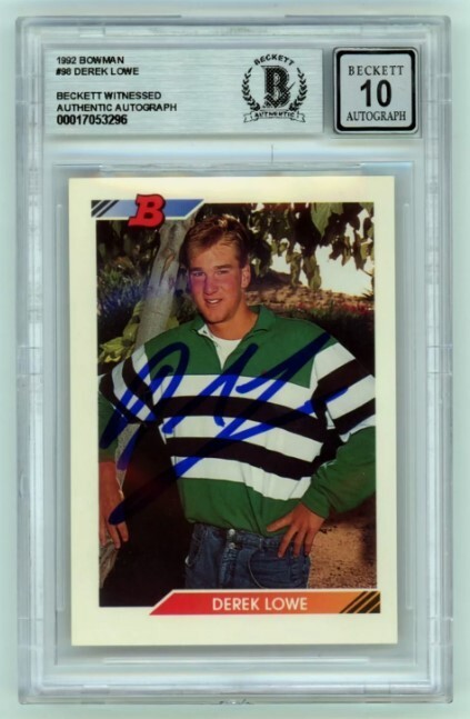 Derek Lowe 1992 Bowman #98 Rookie RC Signed Beckett BAS BGS 10 Auto Red Sox