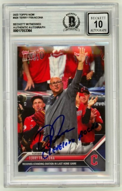 Terry Francona 2023 Topps Now 928 Cleveland Rocks Signed Beckett BAS BGS 10 Auto