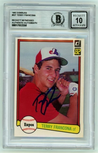 Terry Francona 1982 Donruss #627 Rookie RC Signed Beckett BAS BGS 10 Auto