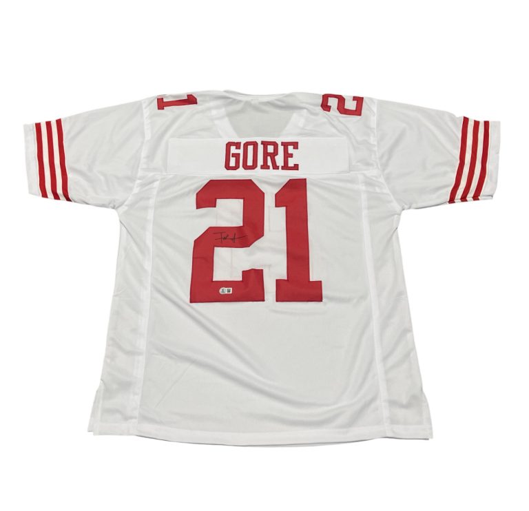 Frank Gore Signed San Francisco 49ers Custom White Jersey Beckett BAS COA