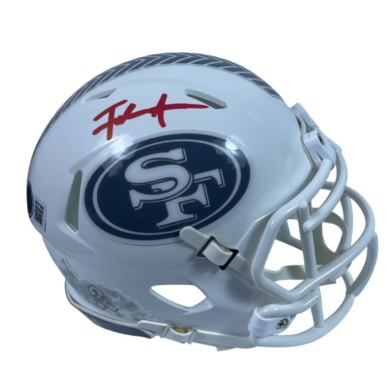 Frank Gore Signed SF 49ers Salute 24 Mini Helmet Beckett Witness BAS COA