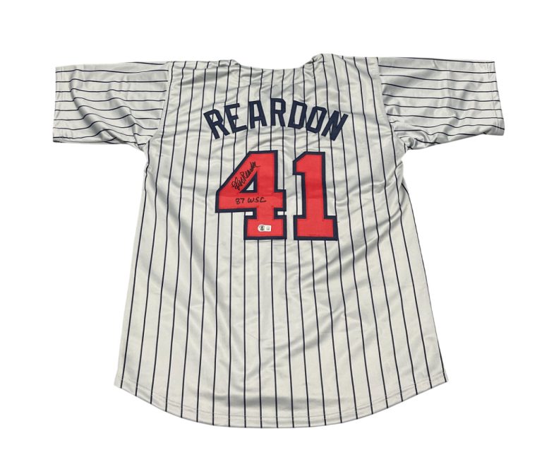 Jeff Reardon Signed Minnesota Twins Custom Jersey w/ 87 WSC Beckett Wit BAS COA