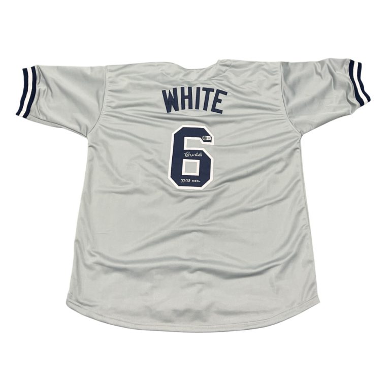 Roy White Signed New York Yankees Custom Jersey w/ 77-78 WSC Beckett Wit BAS COA