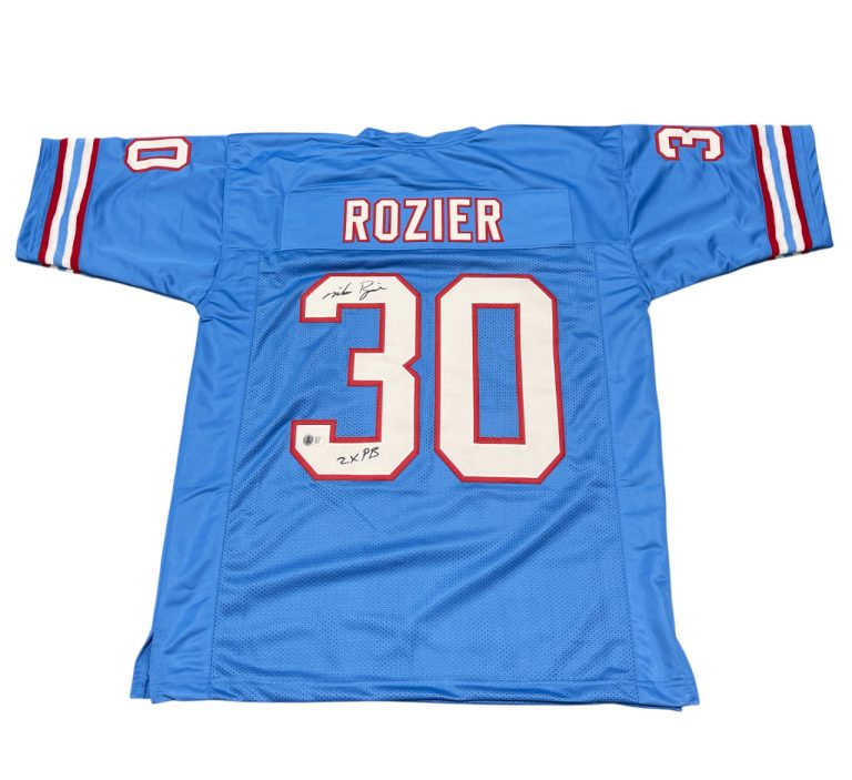 Mike Rozier Signed Houston Oilers Custom Jersey w/ 2x PB Beckett Witness BAS COA