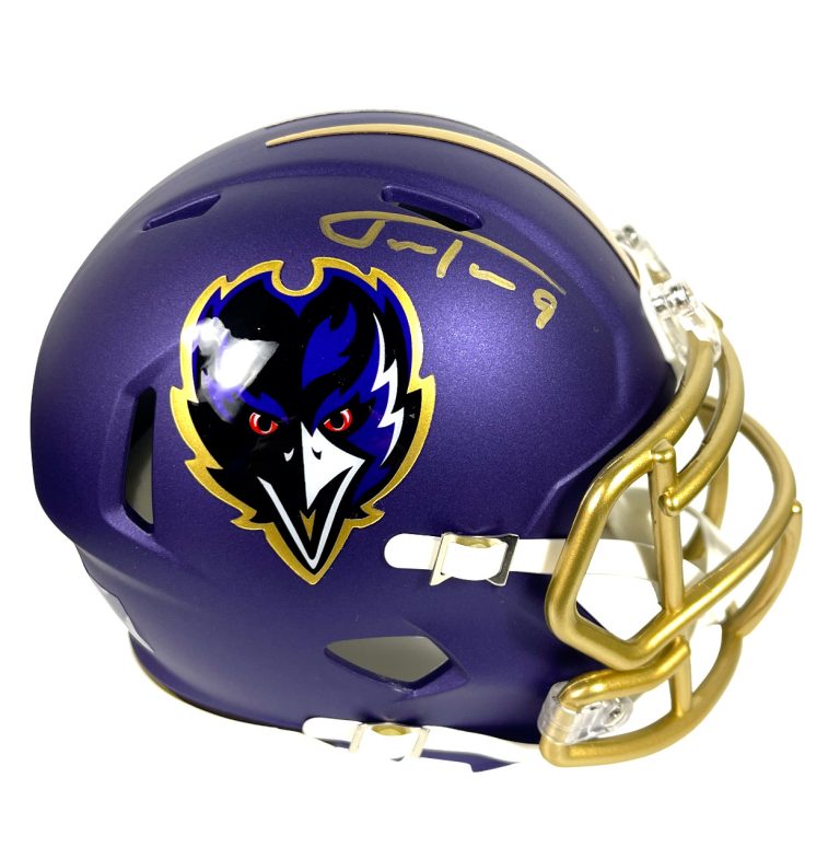 Justin Tucker Signed Ravens Alt 2024 Mini Helmet Beckett Witness BAS COA