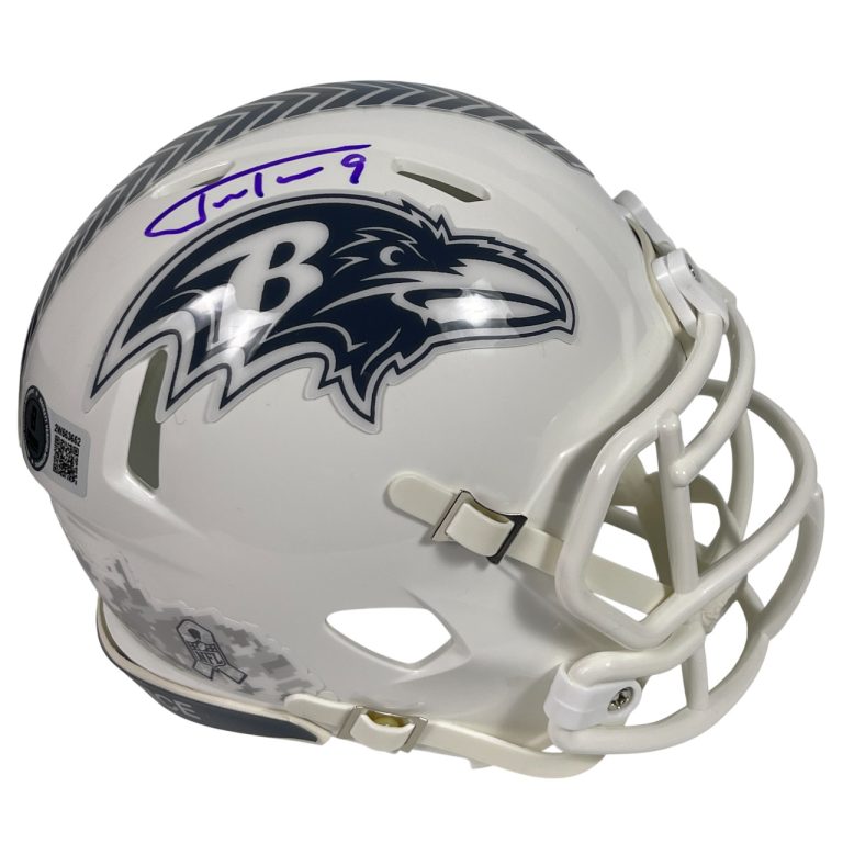 Justin Tucker Signed Ravens Salute 2024 Mini Helmet Beckett Witness BAS COA