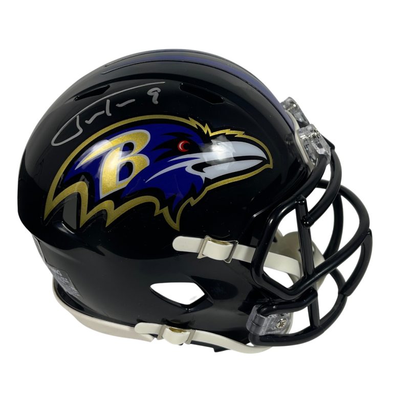 Justin Tucker Signed Ravens Speed Mini Helmet Beckett Witness BAS COA