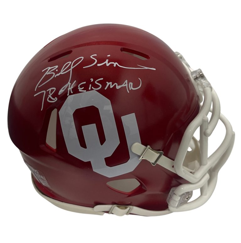 Billy Sims Signed Oklahoma Speed Mini Helmet w/ 78 Heisman Beckett Wit BAS COA