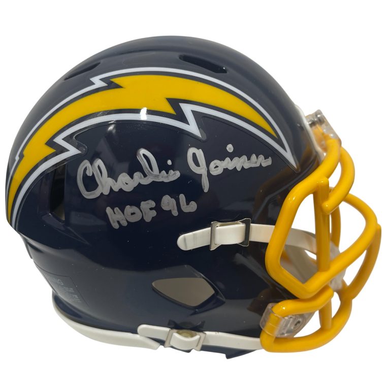 Charlie Joiner Signed Chargers TB Mini Helmet w/ HOF 96 Beckett Witness BAS COA