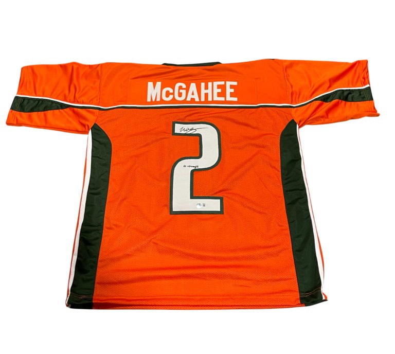 Willis McGahee Signed Miami Custom Jersey w/ 01 Champs Beckett Witness BAS COA