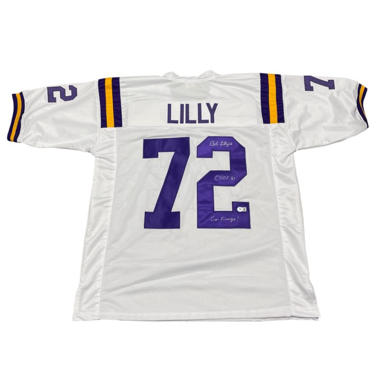 Bob Lilly Signed TCU Custom Jersey w/ 2 Ins Beckett Witness BAS COA