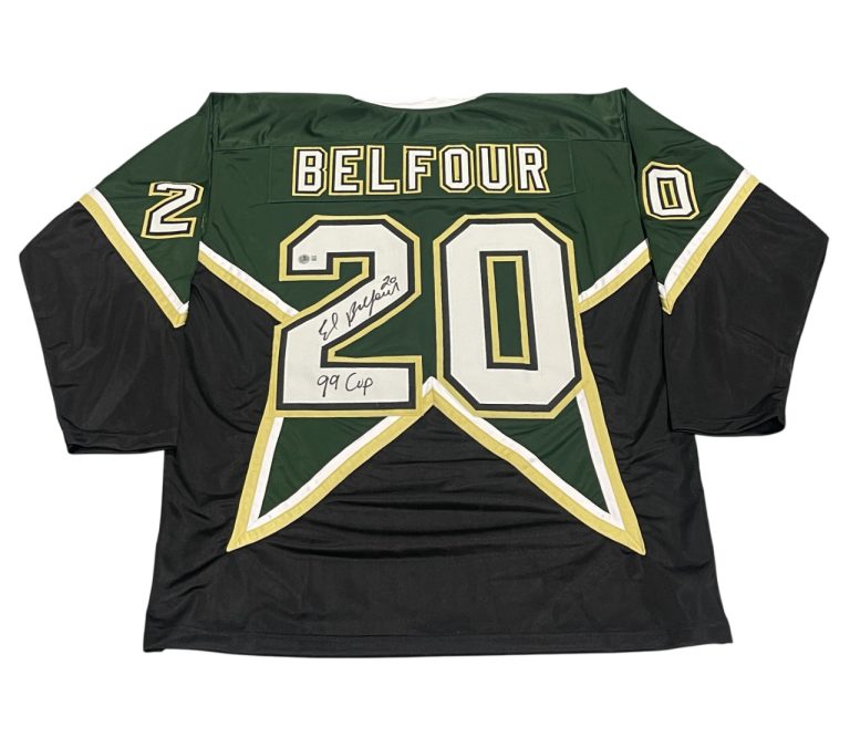 Ed Belfour Signed Dallas Stars Custom Jersey w/ 99 Cup Beckett Witness BAS COA
