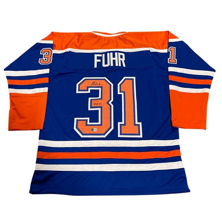 Grant Fuhr Signed Edmonton Oilers Custom Jersey w/ HOF 03 Beckett W BAS COA