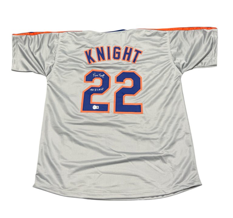 Ray Knight Signed New York Mets Custom Jersey w/ 1986 WS MVP Beckett Wit BAS COA