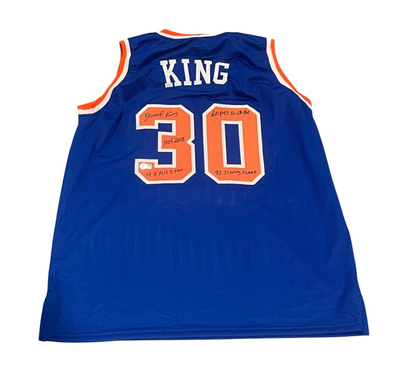 Bernard King Signed New York Knicks Custom Jersey w/ 4 Insc Beckett Wit BAS COA