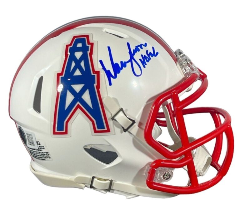 Warren Moon Signed Oilers TB Mini Helmet w/ HOF 06 Beckett Witness BAS COA