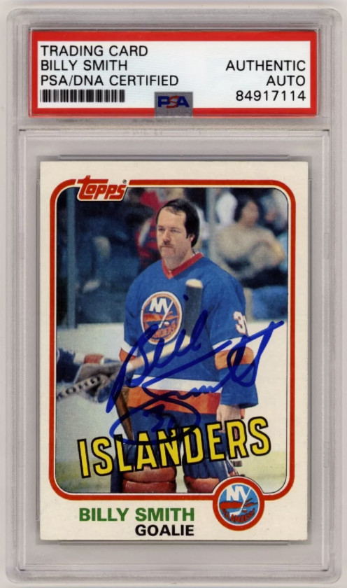Billy Smith 1981-82 Topps East #93 Signed PSA Authentic Auto Islanders HOF