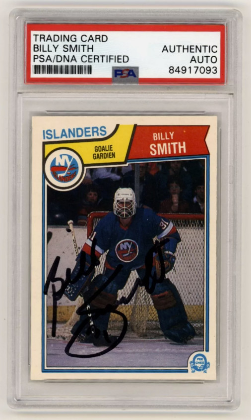 Billy Smith 1983-84 O-Pee-Chee OPC #17 Signed PSA Authentic Auto Islanders HOF
