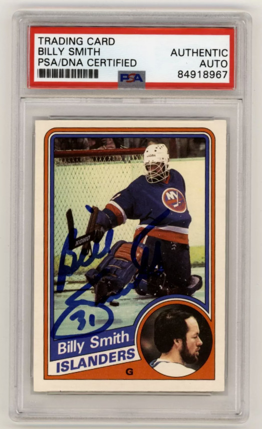 Billy Smith 1984-85 O-Pee-Chee OPC #135 Signed PSA Authentic Auto Blue Islanders