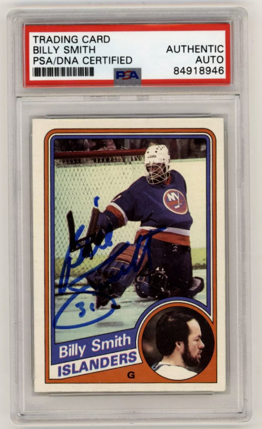 Billy Smith 1984-85 Topps #101 Signed PSA Authentic Auto Blue Islanders HOF