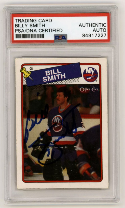 Billy Smith 1988-89 O-Pee-Chee OPC #17 Signed PSA Authentic Auto Blue Islanders
