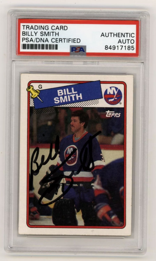 Billy Smith 1988-89 Topps #17 Signed PSA Authentic Auto Black Islanders HOF