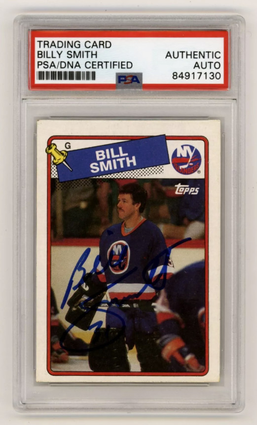 Billy Smith 1988-89 Topps #17 Signed PSA Authentic Auto Blue Islanders HOF