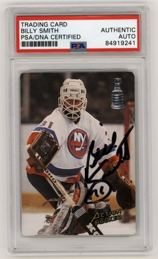 Billy Smith 1993 Action Packed HOF Induction #3 Signed PSA Auth Auto Islanders