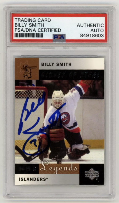 Billy Smith 2001-02 Upper Deck Legends #87 Signed PSA Authentic Auto Islanders