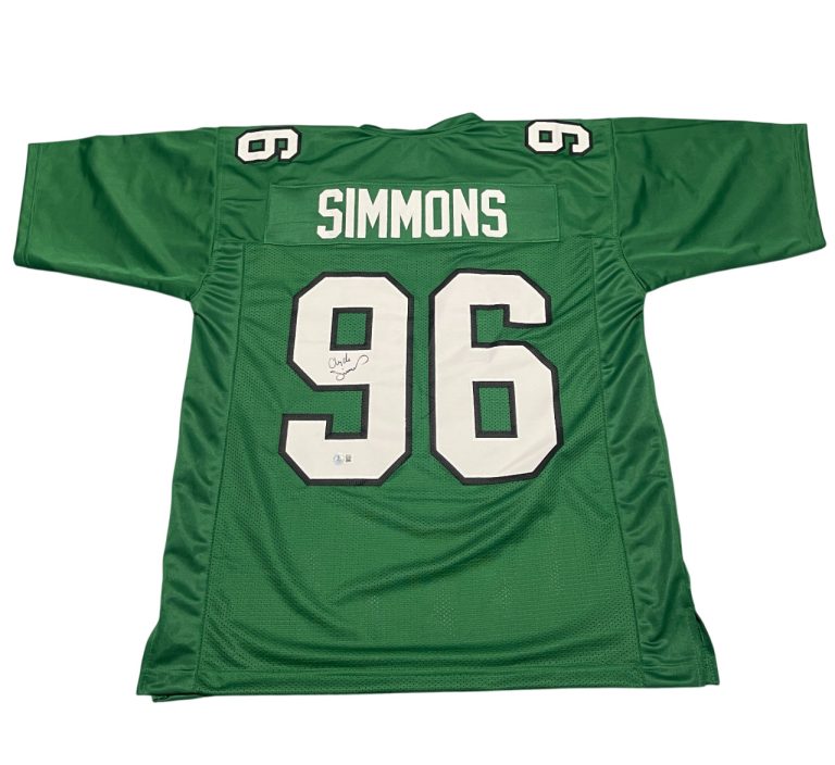 Clyde Simmons Signed Eagles Custom Green Jersey Beckett Witness BAS COA