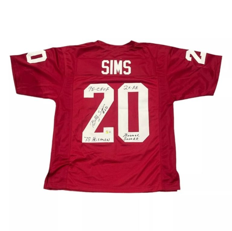 Billy Sims Signed Oklahoma Custom Jersey w/ Heisman + 3 Ins Beckett W BAS COA
