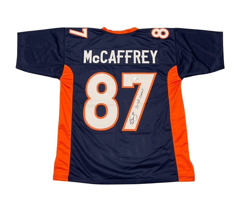 Ed McCaffrey Signed Broncos Custom Jersey w/ 2 SB Champ Beckett Witness BAS COA