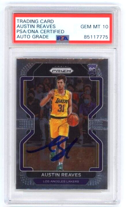 Austin Reaves 2021-22 Panini Prizm #165 Rookie RC Signed 10 Auto PSA DNA Lakers