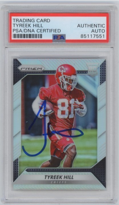 Tyreek Hill 2016 Panini Prizm 296 Silver Rookie RC Signed Auto PSA DNA Authentic