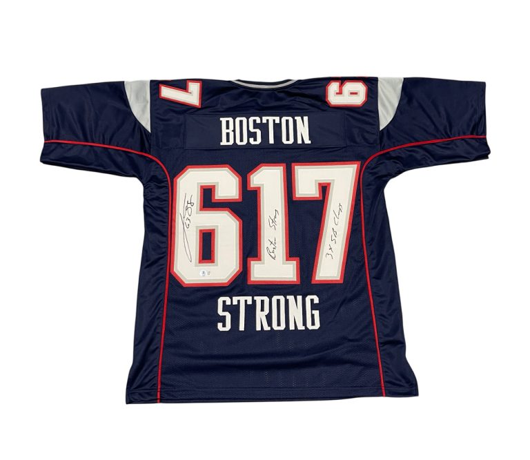 Joe Andruzzi Signed Patriots Boston Strong Custom Jersey Beckett W BAS COA