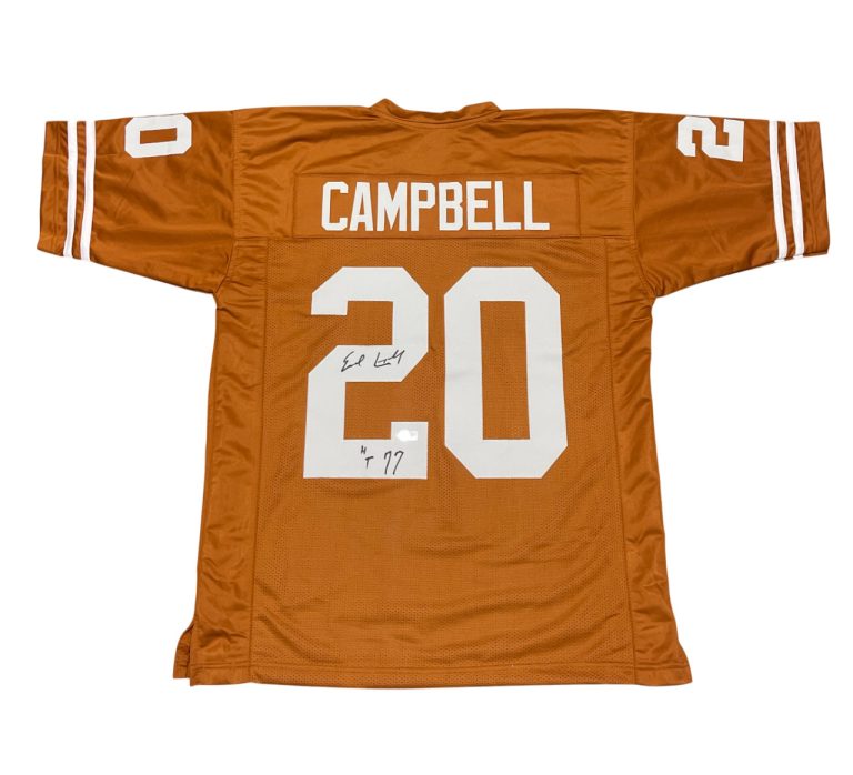 Earl Campbell Signed Texas Longhorns Custom Jersey w/ HT 77 Beckett W BAS COA