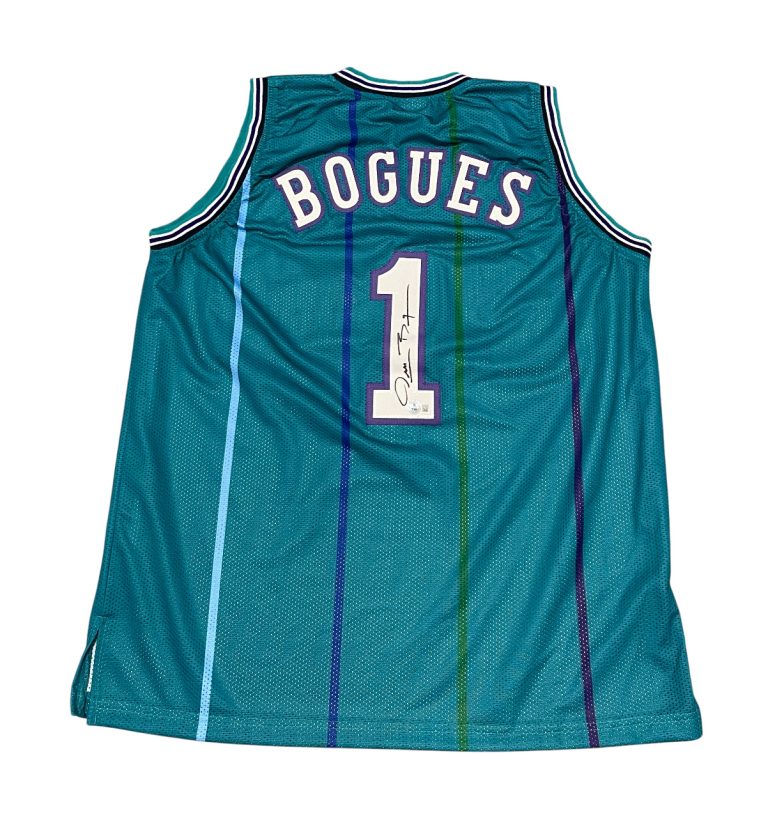 Muggsy Bogues Signed Hornets Custom Teal Jersey Beckett Witness BAS COA