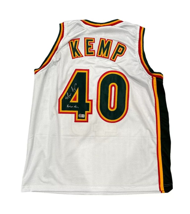 Shawn Kemp Signed Supersonics Custom Jersey w/ Reign Man Beckett BAS COA