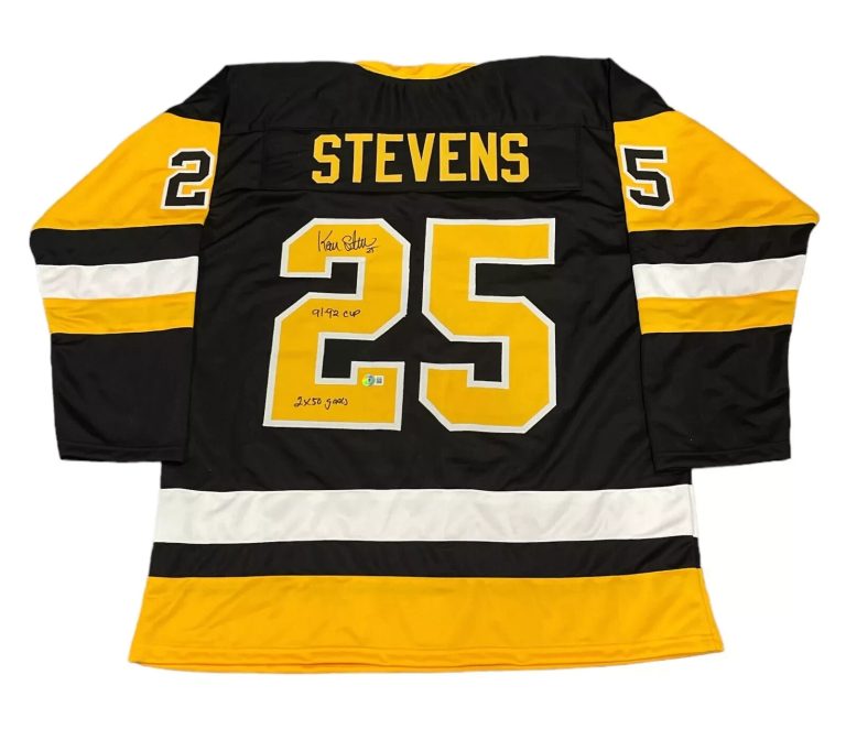 Kevin Stevens Signed Penguins Custom Jersey w/ 2x Ins Beckett Witness BAS COA