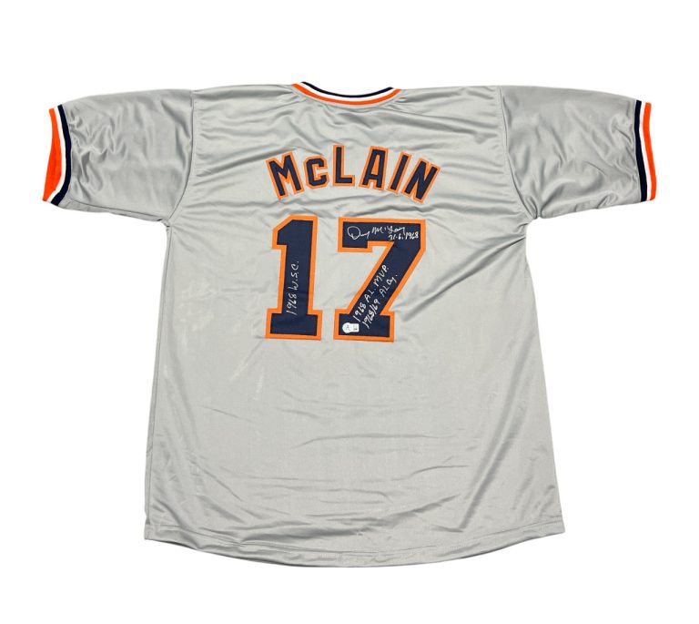 Denny McLain Signed Tigers Custom Grey Jersey w/ 4 Insc Beckett Wit BAS COA