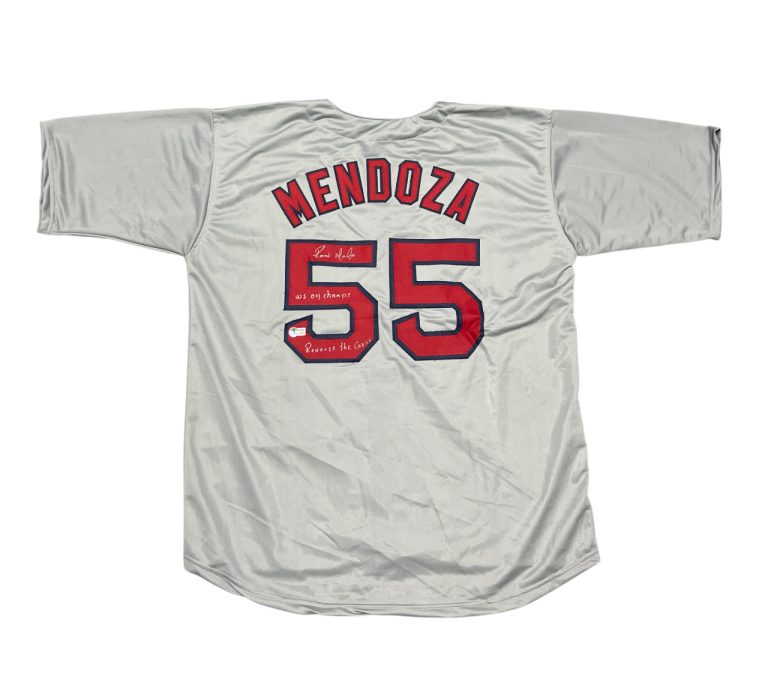 Ramiro Mendoza Signed Custom Red Sox Jersey w/ 2 WS Ins Beckett Witness BAS COA