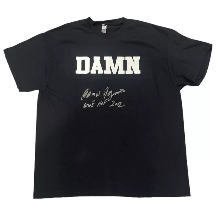Ron Simmons Signed Auto Damn Custom T-Shirt WWE HOF 2012 Ins Beckett WIT BAS COA