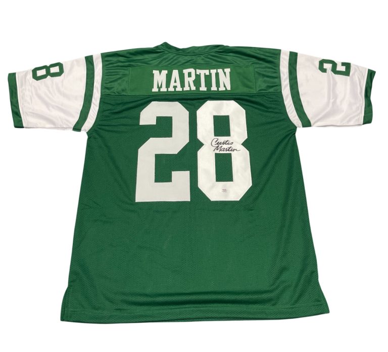 Curtis Martin Signed Autographed New York Jets Custom Green Jersey PSA COA