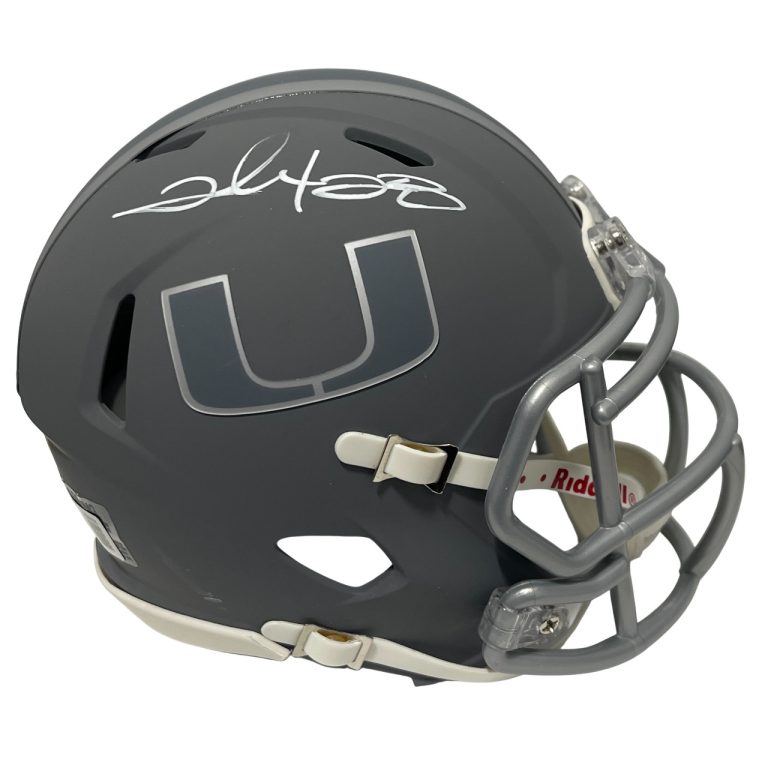 Clinton Portis Signed Miami U Slate Mini Helmet Beckett Witness BAS COA