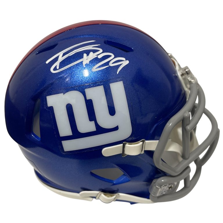 Tyrone Tracy Jr Signed Giants Speed Mini Helmet Beckett Witness BAS COA