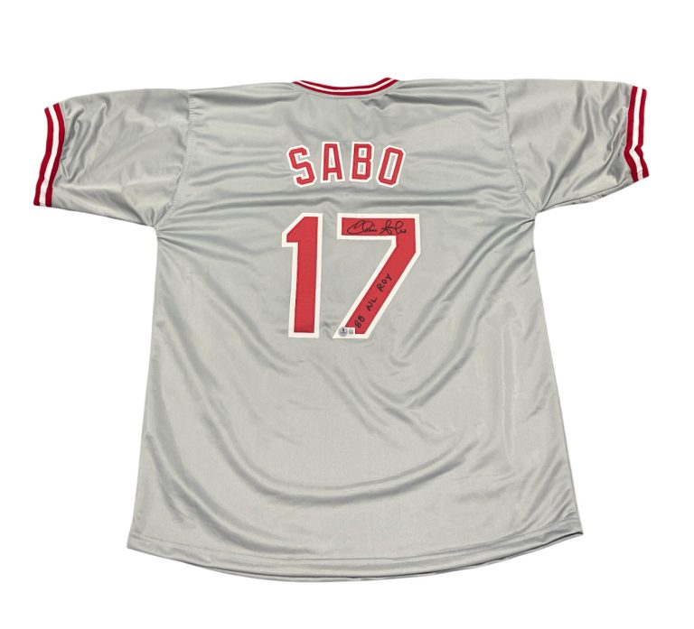 Chris Sabo Signed Autographed Reds Custom Jersey w/ 88 NL ROY Beckett BAS COA