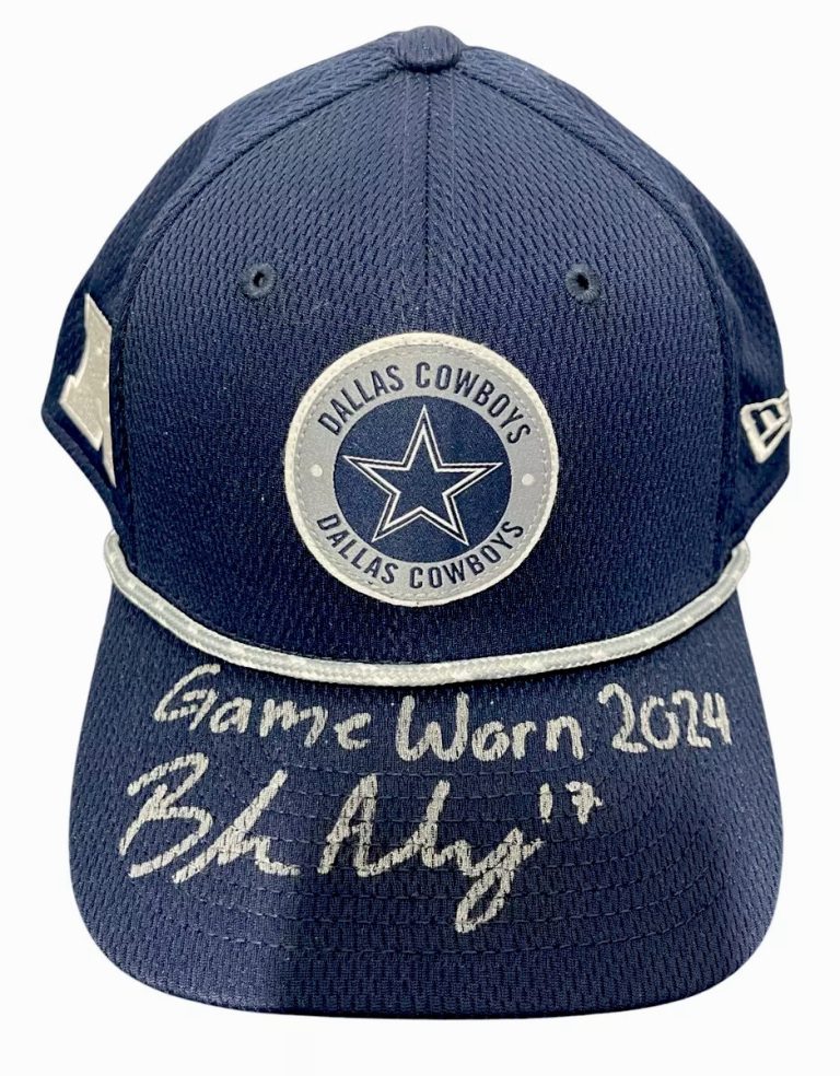 Brandon Aubrey Signed Auto Game Worn 2024 Cowboys Hat vs ATL Beckett BAS COA #4