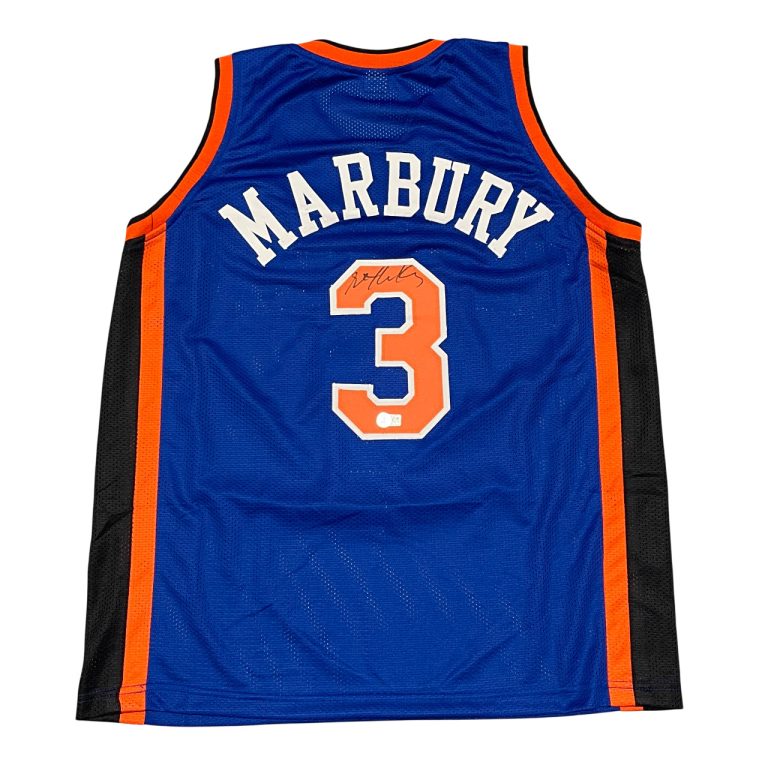 Stephon Marbury Signed Auto NY Knicks Blue Custom Jersey Beckett Wit BAS COA